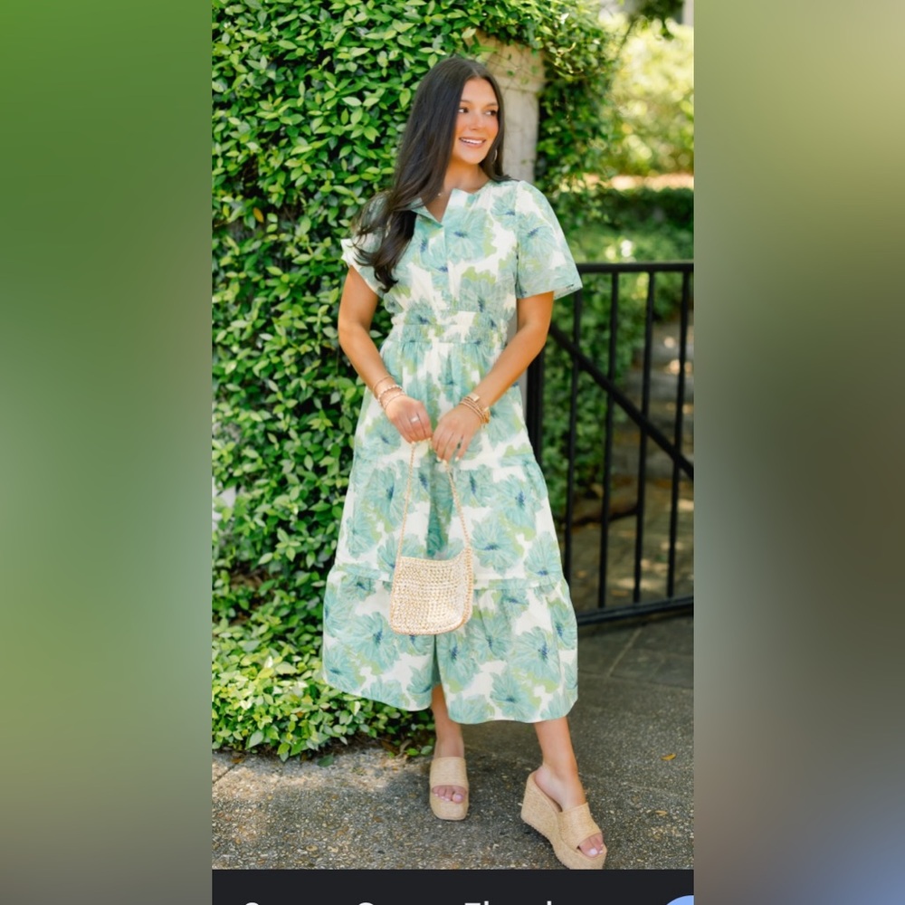 NWT! She + Sky size large maxi dress green floral